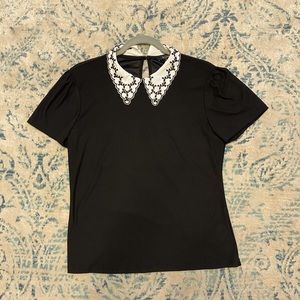 black & white collared shirt